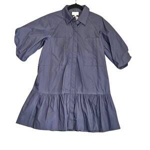 NEW BEFORE YOU COLLECTION women's poplin puff dress in navy